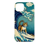 Chat Surfer Hokusai Great Wave Off Kanagawa Art Japonais Coque pour iPhone 15 Plus