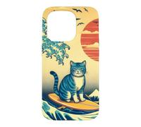 Chat Surfer Hokusai Great Wave Off Kanagawa Art Japonais Coque pour iPhone 15 Pro