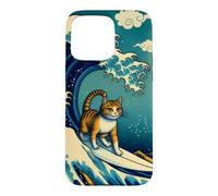 Chat Surfer Hokusai Great Wave Off Kanagawa Art Japonais Coque pour iPhone 15 Pro Max