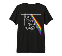 Chat Suspendu Arc-en-Ciel drôle Mignon fierté Amoureux des T-Shirt Haut de Gamme