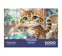 Chat Tabby 1000 Pièces Puzzle Adultes Et Enfants Animal Classiques Cadeau Jeu De Créatif Classiques pour Créatif 70x50cm/1000pcs