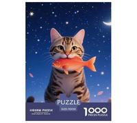 Chat Tabby 1000 Pièces Puzzle Adultes Et Enfants Animal Décoration D Intérieur Jeu De Créatif Impossible 70x50cm/1000pcs