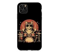 Chat tambourant Kitty Batteur Jouant de la Batterie Rock Band Musique Coque pour iPhone 11 Pro Max