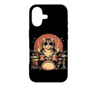 Chat tambourant Kitty Batteur Jouant de la Batterie Rock Band Musique Coque pour iPhone 17