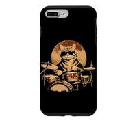 Chat tambourant Kitty Batteur Jouant de la Batterie Rock Band Musique Coque pour iPhone 7 Plus/8 Plus