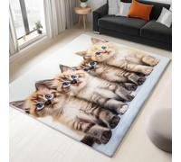 Chat Tapis 60x90 cm Animaux Mignons Moquette Antiderapant à Poils Courts Tapis 3D Lavable en Machine Convient aux EntréEs Couloirs et Portes d'Entrée b-2135