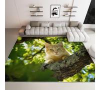 Chat Tapis 60x90 cm ImpriméS de Branches Moquette Antiderapant à Poils Courts Tapis 3D Lavable en Machine Convient aux EntréEs Couloirs et Portes d'Entrée b-2616