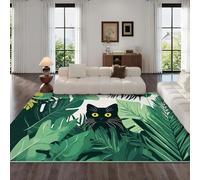 Chat Tapis de Salon 60x90cm Plantes Tropicales Paysages Exotiques Chambre Décor Tapis Doux Antidérapant,Lavable Moquette Intérieur Poils Courts pour Cuisine, Couloir, Paillasson, Salle de Jeux 1R8