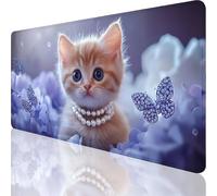 Chat Tapis de Souris XXL 1000 x 500 mm,Grand Tapis de Souris Mignon Design avec Bords Cousus 3mm,Mouse Pad Gaming Accessoire Bureau Desk Decoration,Imperméable Résistant à Usure Lavable,Gifts,o-273