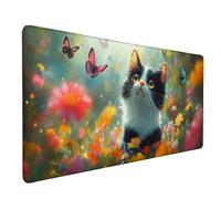 Chat Tapis de Souris XXL 100x50cm, Tapis Souris Animal sous Main Bureau avec Bords Cousus, Imperméable Mouse Pad Base en Caoutchouc Antidérapant Surface pour Gamer, PC, Cadeau Femme -lsy2603C4