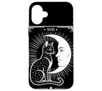 Chat Tarot Mystique XVII The Moon Croissant Lune Tarot Coque pour iPhone 16 Plus