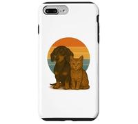 Chat Teckel rétro Coucher de Soleil Pet Best Friends Coque pour iPhone 7 Plus/8 Plus