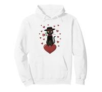 Chat Tenant des Roses Rouges cœurs Art Vintage Saint-Valentin Sweat à Capuche