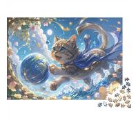 Chat Terre Ciel 1000pcs Mini Puzzle pour Adultes Relaxant | 52x38cm Carton Décoration Salon Coupe Précise Cadeau Anniversaire Détente