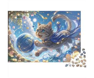 Chat Terre Ciel 1000pcs Mini Puzzle pour Adultes Relaxant | 70x50cm Carton Décoration Salon Coupe Précise Cadeau Anniversaire Détente