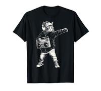 Chat tient radio casque musique graphique animal illustration chat T-Shirt