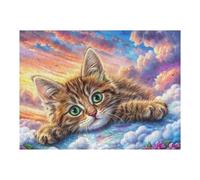 Chat Tigré au Coucher du Soleil 500 Pièces Puzzle Collectionneur en Carton Rigide sans Déformation Très Difficile Motif Complexe Décoration Murale Qualité Premium 500 PCS