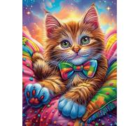 Chat tigré avec un nœud papillon dans un jardin fleuri 300 Pieces Casse-tête Collectionneur En Carton Anti-Déchirure Faune sauvage et animaux de compagnie Haute Difficulté Décoration Murale Collection