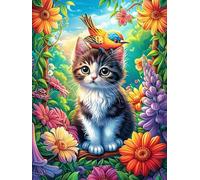 Chat tigré avec un oiseau sur la tête 500 Pieces Casse-tête Expert Confirmé En Carton Anti-Déchirure Faune sauvage et animaux de compagnie Très Difficile Motif Complexe Décoration Murale Cadeau Annive
