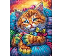 Chat tigré avec une écharpe arc-en-ciel 500 Pièces Puzzle Adulte En Carton Rigide Haute Densité Rêve magique de science-fiction Difficile Moyenne Anti-Stress Jeu De Société Idée Cadeau Anniversaire Pr