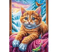 Chat tigré dans la forêt magique 1000 Pièces Puzzle Pour Ado En Carton Haute Qualité Épais Conte de fées mignon d'accompagnement Facile Débutant Jeu De Société Cadeau Fête Des Pères Petit Prix Qualité