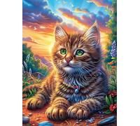 Chat tigré dans la forêt magique 500 Pièces Puzzle Expert Confirmé En Carton Sans Déformation Scène de conte de fées dessin animé Très Difficile Décoration Murale Collection Cadeau Fête Des Pères Prem