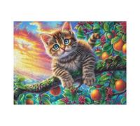 Chat tigré dans l'ombre de la forêt 500 Pièces Puzzle Collectionneur en Carton Haute Densité Épais Compagnon Animal de Compagnie Mignon Haute Difficulté Décoration Murale Oeuvre d'art Cadeau Noël Pre