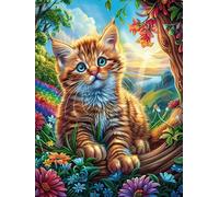 Chat tigré dans un arbre en fleurs 1000 Pieces Casse-tête Personne Âgée En Carton Anti-Déchirure Rêve magique de science-fiction Facile Débutant Thérapie Occupationnelle Anti-Stress Petit Prix 1000 PC