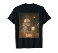 Chat tigré drôle Buvant de la bière Selfie Vintage Maudit Meme T-Shirt