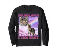 Chat tigré drôle Meme Internet Culture Gen Z Sarcastique Manche Longue