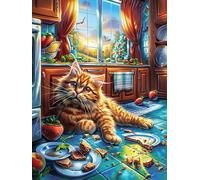 Chat tigré faisant la sieste dans une pièce douillette 500 Pièces Puzzle Collectionneur En Carton Rigide Sans Déformation Rêve magique de science-fiction Haute Difficulté Niveau Expert Décoration Mura