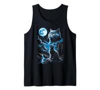 Chat tigré Hurlant Lune drôle années 90 Meme Débardeur