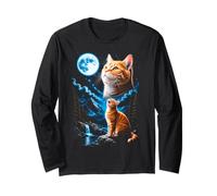 Chat tigré Hurlant Lune drôle années 90 Meme Manche Longue