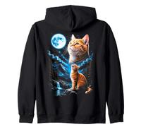 Chat tigré Hurlant Lune drôle années 90 Meme Sweat à Capuche