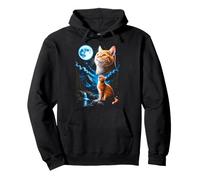 Chat tigré Hurlant Lune drôle années 90 Meme Sweat à Capuche