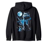 Chat tigré Hurlant Lune drôle années 90 Meme Sweat à Capuche