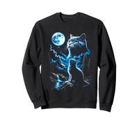 Chat tigré Hurlant Lune drôle années 90 Meme Sweatshirt