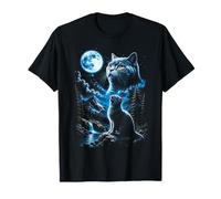 Chat tigré Hurlant Lune drôle années 90 Meme T-Shirt