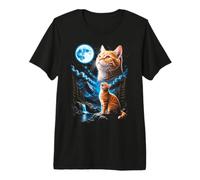 Chat tigré Hurlant Lune drôle années 90 Meme T-Shirt Haut de Gamme