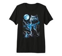 Chat tigré Hurlant Lune drôle années 90 Meme T-Shirt Haut de Gamme
