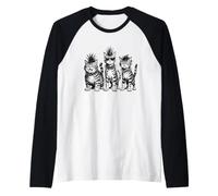 Chat tigré Mignon drôle Vie Jeunesse Papa Maman rétro Punk Rock Manche Raglan