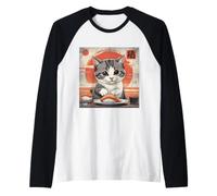 Chat tigré Mignon Qui se prépare avec Impatience à Profiter d'un Morceau de sushis Manche Raglan
