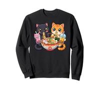 Chat tigré Noir et Orange Kawaii Ramen Bubble Tea Enfants Ad Sweatshirt