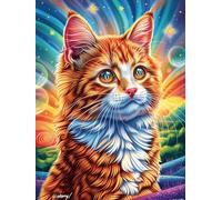 Chat tigré orange dans un jardin 500 Pieces Casse-tête Personne Âgée En Carton Anti-Déchirure Scène de conte de fées dessin animé Facile Débutant Thérapie Occupationnelle Anti-Stress Petit Prix 500 PC