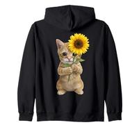 Chat tigré Orange Maman Papa Chat Tournesols Fleur Amoureux du Jardin Sweat à Capuche