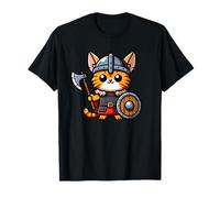 Chat tigré orange viking animal de compagnie drôle médiéval T-Shirt