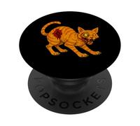 Chat tigré Orange Zombie - Effrayant Mort-Vivant PopSockets PopGrip Adhésif
