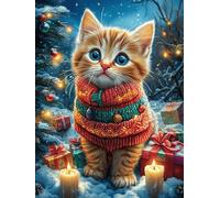 Chat tigré Portant Un Pull tricoté avec des Bougies Puzzle 1000 Pièces pour Adultes Educa Art Contemporain Décoration Salon Qualité Supérieure Détente Famille Cadeau 1000 PCS