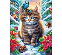 Chat tigré se relaxant dans une forêt de Noël 1000 Pieces Casse-tête Débutant En Carton Épais Rêve magique de science-fiction Facile Apprentissage Loisir Créatif Passe-Temps Cadeau Créatif Événement F