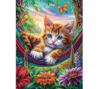 Chat tigré sur Une balançoire Arc-en-Ciel 500 Pièces Puzzle Adolescent en Carton Rigide Difficulté Moyenne Activité Éducative Voyage Déplacement Cadeau Anniversaire Petit Prix 500 PCS
